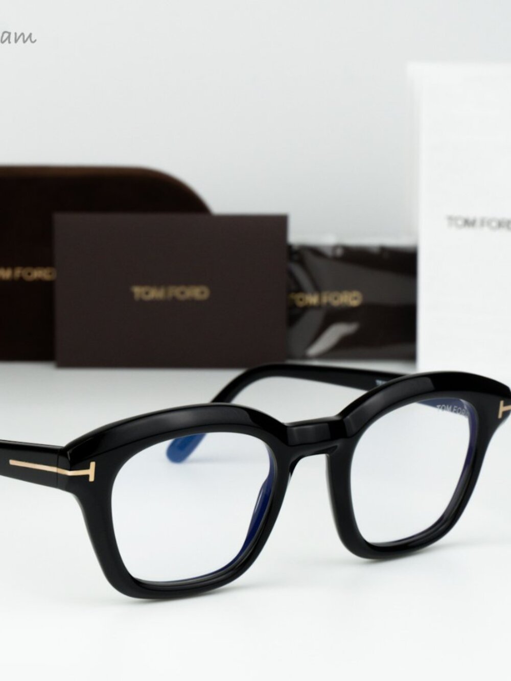 Tom Ford Women Eyeglasses Black Blue Light Block Square FT5961-B 001 BRAND NEW